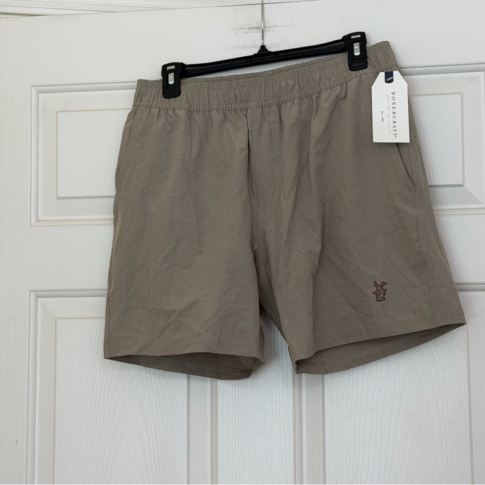 NWT Boxercraft Riptide Short Latte Khaki Men’s Taupe Elastic-Waist Shorts Size M